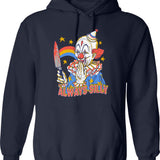 Clowns Are Silly Hoodie - Retro Graphic Pullover Hoodie for Men & Women - Navy