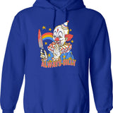 Clowns Are Silly Hoodie - Retro Graphic Pullover Hoodie for Men & Women - Blue