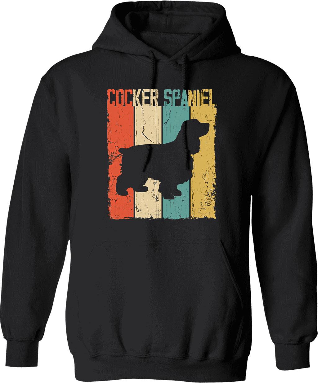 Cocker Spaniel Dog Vintage Retro Style Hoodie - Black