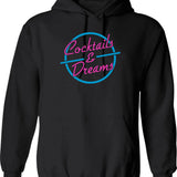 Cocktails Dreams Graphic Pullover Hoodie - Black