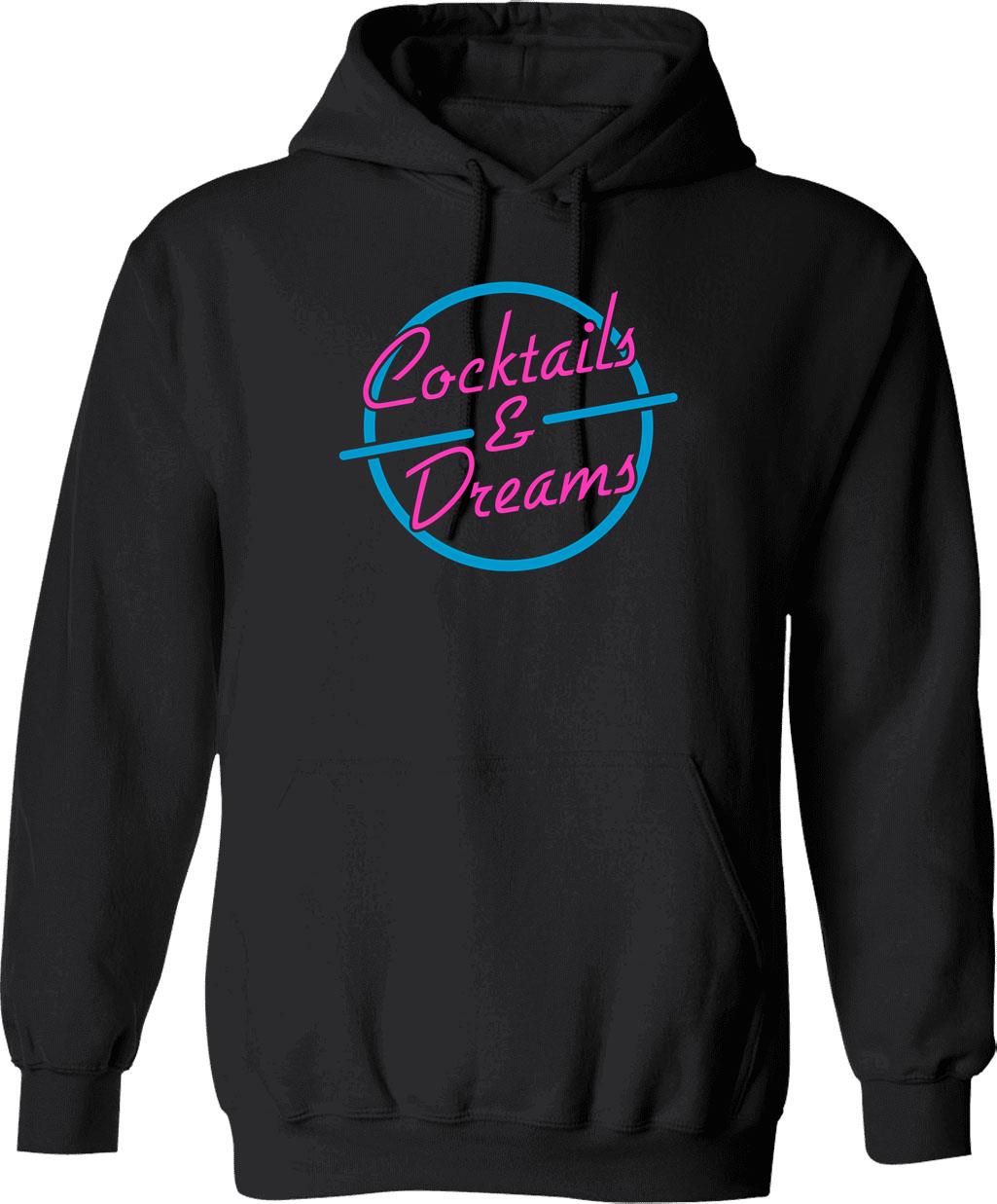 Cocktails Dreams Graphic Pullover Hoodie - Black