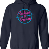 Cocktails Dreams Graphic Pullover Hoodie - Navy