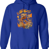 Coffecalypse Hoodie - Retro Graphic Pullover Hoodie for Men & Women - Blue