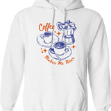 Coffee Makes Me Nicer Funny Retro Caffeine Addict Hoodie - White