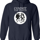 Commit Tax Fraud Meme Hoodie - Retro Graphic Pullover Hoodie for Men & Women - Navy