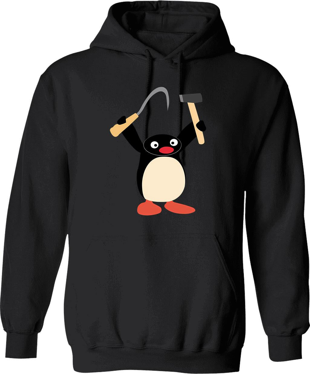 Communist Pingu Hammer And Sickle Meme Hoodie - Black