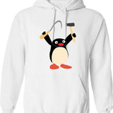 Communist Pingu Hammer And Sickle Meme Hoodie - White