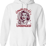 Completely Unhinged Retro Dark Humor Design Hoodie - White