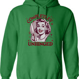 Completely Unhinged Retro Dark Humor Design Hoodie - Green