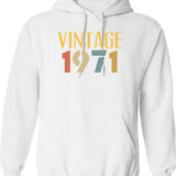 Cool 1971 Bday Hoodie Funny Vintage 54th Birthday Gift For Women Men - White