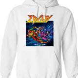 Cool Edguy Band Rocket Ride Hoodie - Retro Graphic Pullover Hoodie for Men & Women - White