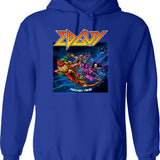 Cool Edguy Band Rocket Ride Hoodie - Retro Graphic Pullover Hoodie for Men & Women - Blue