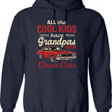 Cool Grandpas With Classic Cars Funny Old Car Lover Hoodie - Navy