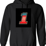 Cool Number One 1 Hoodie - Retro Graphic Pullover Hoodie for Men & Women - Black