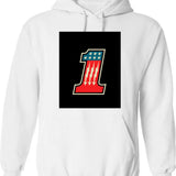 Cool Number One 1 Hoodie - Retro Graphic Pullover Hoodie for Men & Women - White