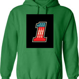 Cool Number One 1 Hoodie - Retro Graphic Pullover Hoodie for Men & Women - Green
