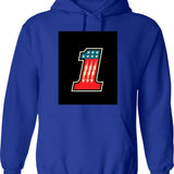 Cool Number One 1 Hoodie - Retro Graphic Pullover Hoodie for Men & Women - Blue