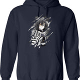 Cool Obanai Hoodie - Retro Graphic Pullover Hoodie for Men & Women - Navy