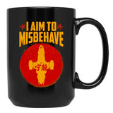 Cool SciFi I Aim to Misbehave Black Coffee Mug, Gift Coffee Mug