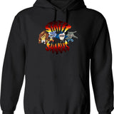 Cool Sharks Hoodie - Retro Graphic Pullover Hoodie for Men & Women - Black