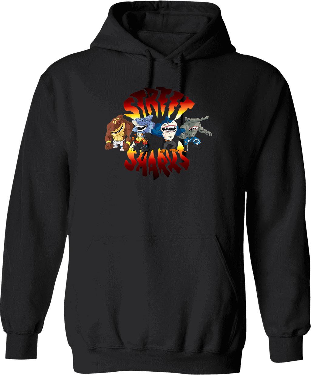 Cool Sharks Hoodie - Retro Graphic Pullover Hoodie for Men & Women - Black