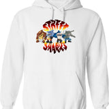 Cool Sharks Hoodie - Retro Graphic Pullover Hoodie for Men & Women - White