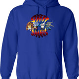 Cool Sharks Hoodie - Retro Graphic Pullover Hoodie for Men & Women - Blue