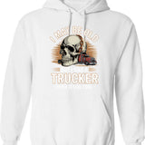 Cool Skull Funny Sayings Trucker Hoodie - Sarcastic Humor Graphic Hoodie - White