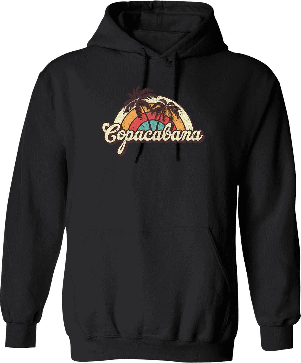 Copacabana Beach Trip Hoodie - Retro Graphic Pullover Hoodie for Men & Women - Black