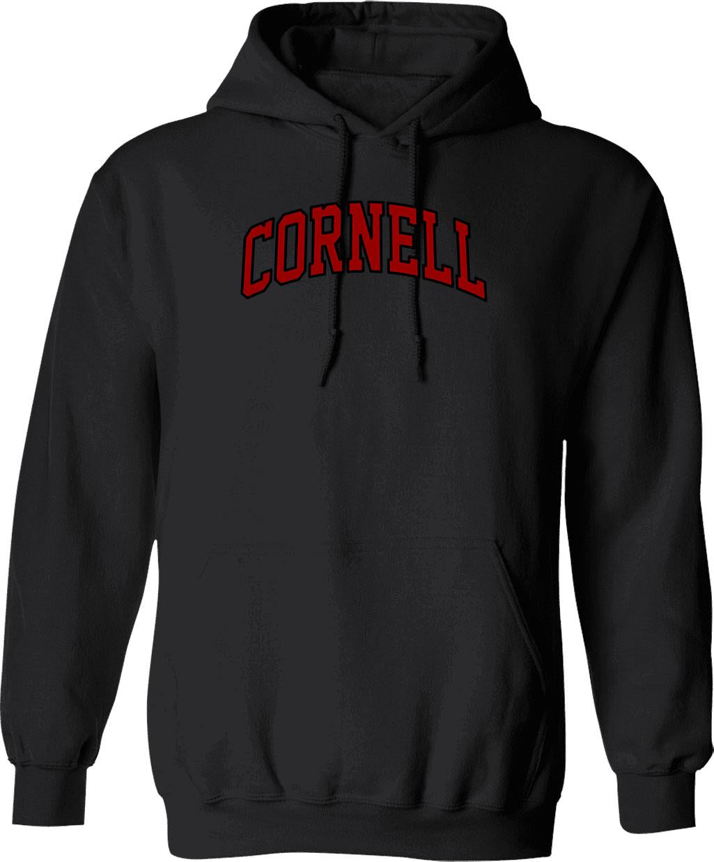 Cornell Hoodie - Retro Graphic Pullover Hoodie for Men & Women - Black