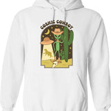 Cosmic Cowboy Hoodie - Retro Graphic Pullover Hoodie for Men & Women - White
