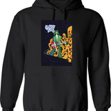 Cosmic Debriz Hoodie - Retro Graphic Pullover Hoodie for Men & Women - Black
