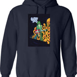 Cosmic Debriz Hoodie - Retro Graphic Pullover Hoodie for Men & Women - Navy