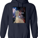 Cosmic Yee Hoodie - Retro Graphic Pullover Hoodie for Men & Women - Navy