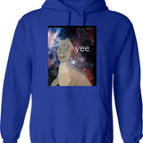 Cosmic Yee Hoodie - Retro Graphic Pullover Hoodie for Men & Women - Blue