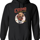 Cosmo The Space Dog Hoodie - Retro Graphic Pullover Hoodie for Men & Women - Black