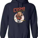 Cosmo The Space Dog Hoodie - Retro Graphic Pullover Hoodie for Men & Women - Navy