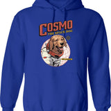 Cosmo The Space Dog Hoodie - Retro Graphic Pullover Hoodie for Men & Women - Blue