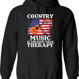 Country Music Guitar Usa Country Flag Hoodie - Black