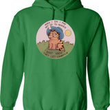 Cowboy Garf Hoodie - Retro Graphic Pullover Hoodie for Men & Women - Green