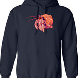 Crab Hermit Hoodie - Retro Graphic Pullover Hoodie for Men & Women - Navy