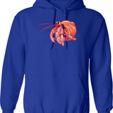 Crab Hermit Hoodie - Retro Graphic Pullover Hoodie for Men & Women - Blue