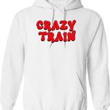 Crazy Train Psycho Design Hoodie - Retro Graphic Pullover Hoodie for Men & Women - White
