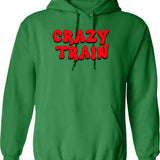 Crazy Train Psycho Design Hoodie - Retro Graphic Pullover Hoodie for Men & Women - Green