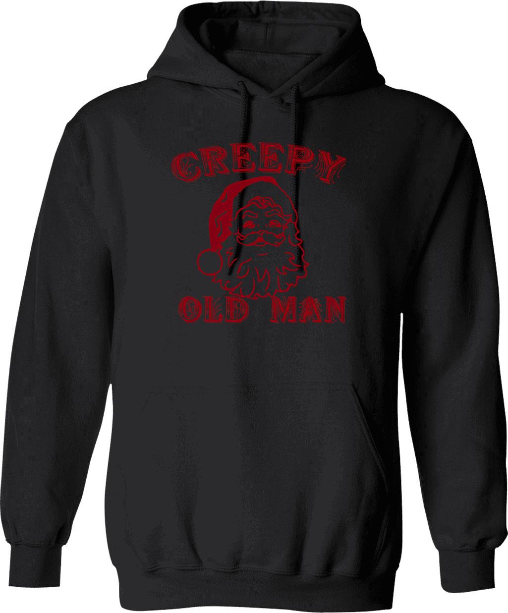 Creepy Old Man Hoodie - Retro Graphic Pullover Hoodie for Men & Women - Black