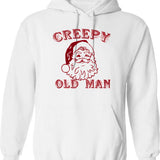 Creepy Old Man Hoodie - Retro Graphic Pullover Hoodie for Men & Women - White