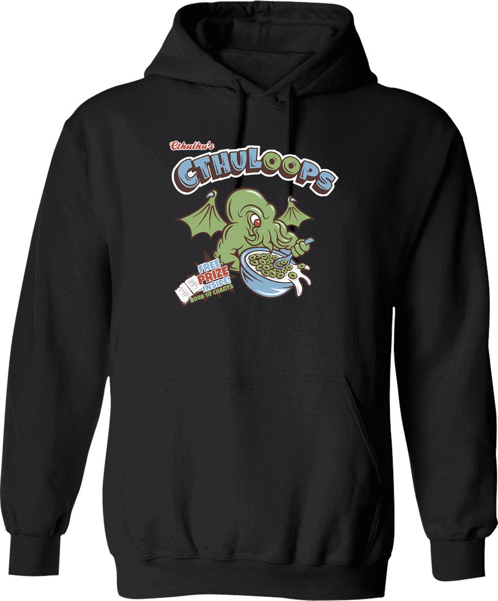 Cthulhu'S Loops Graphic Pullover Hoodie - Black