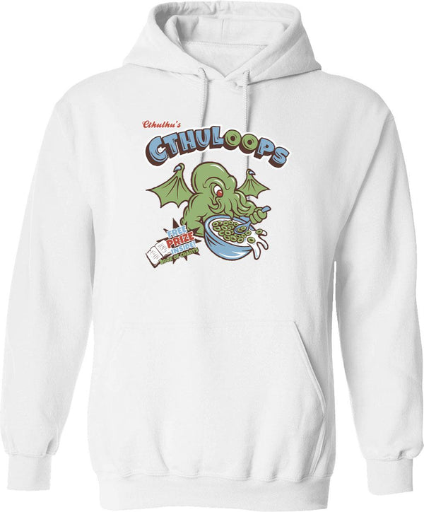 Cthulhu'S Loops Graphic Pullover Hoodie - White