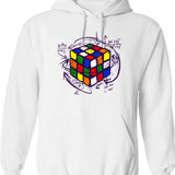 Cubiks Math On Light Hoodie - Retro Graphic Pullover Hoodie for Men & Women - White