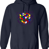 Cubiks Math On Light Hoodie - Retro Graphic Pullover Hoodie for Men & Women - Navy